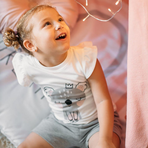 Girls summer pajama set koala t-shirt + Grey shorts